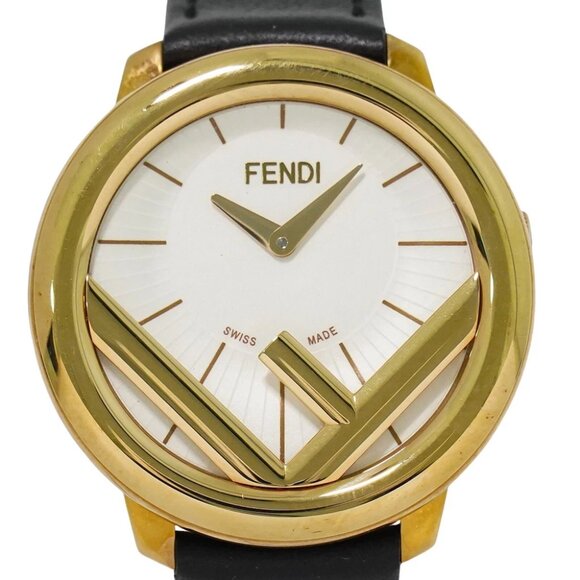 FENDI Runaway 71000M Gold Plated Leather Quartz Watch - Picture 1 of 16